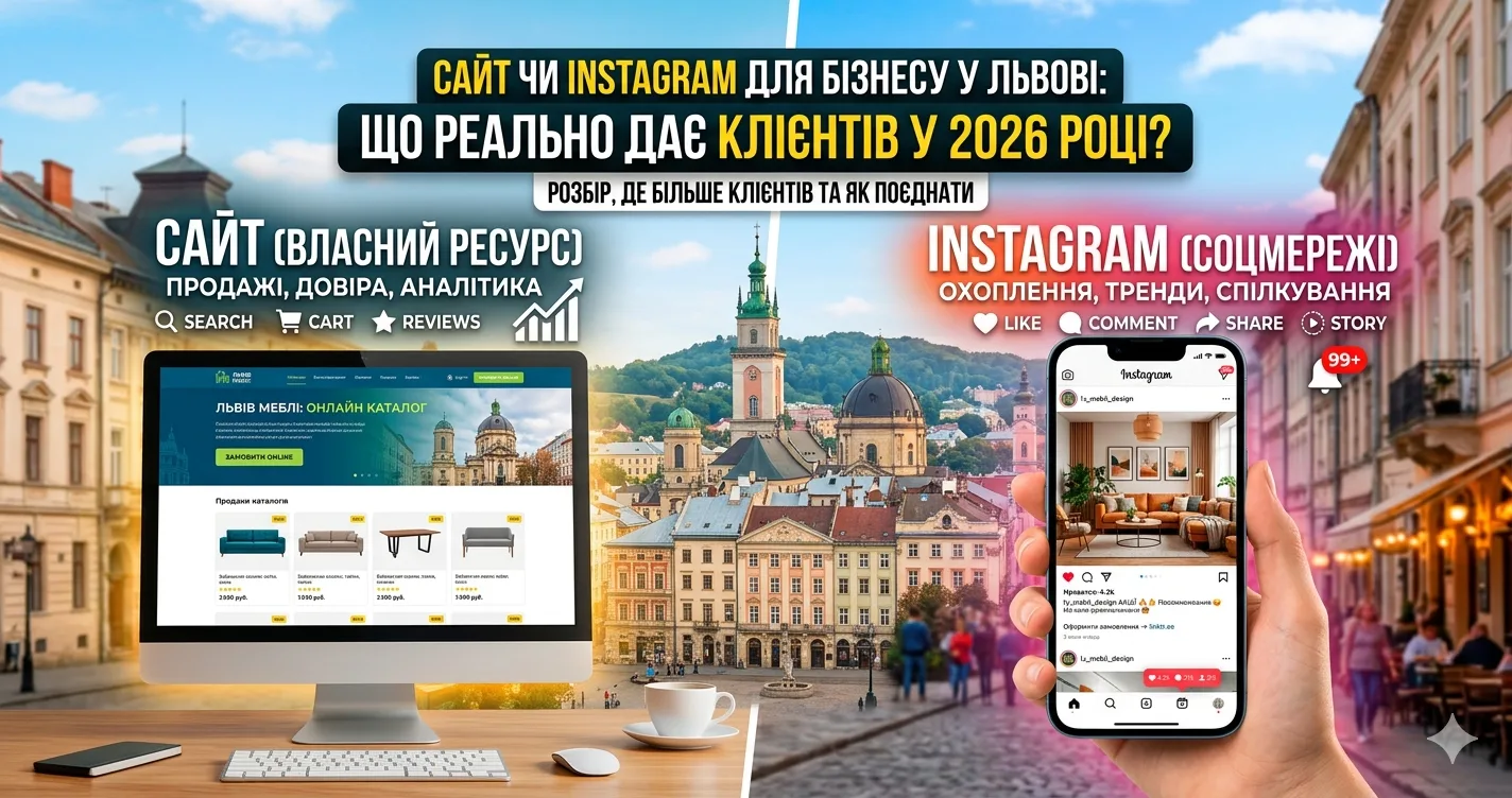 Сайт чи Instagram для бізнесу у Львові: що реально дає клієнтів у 2026 році