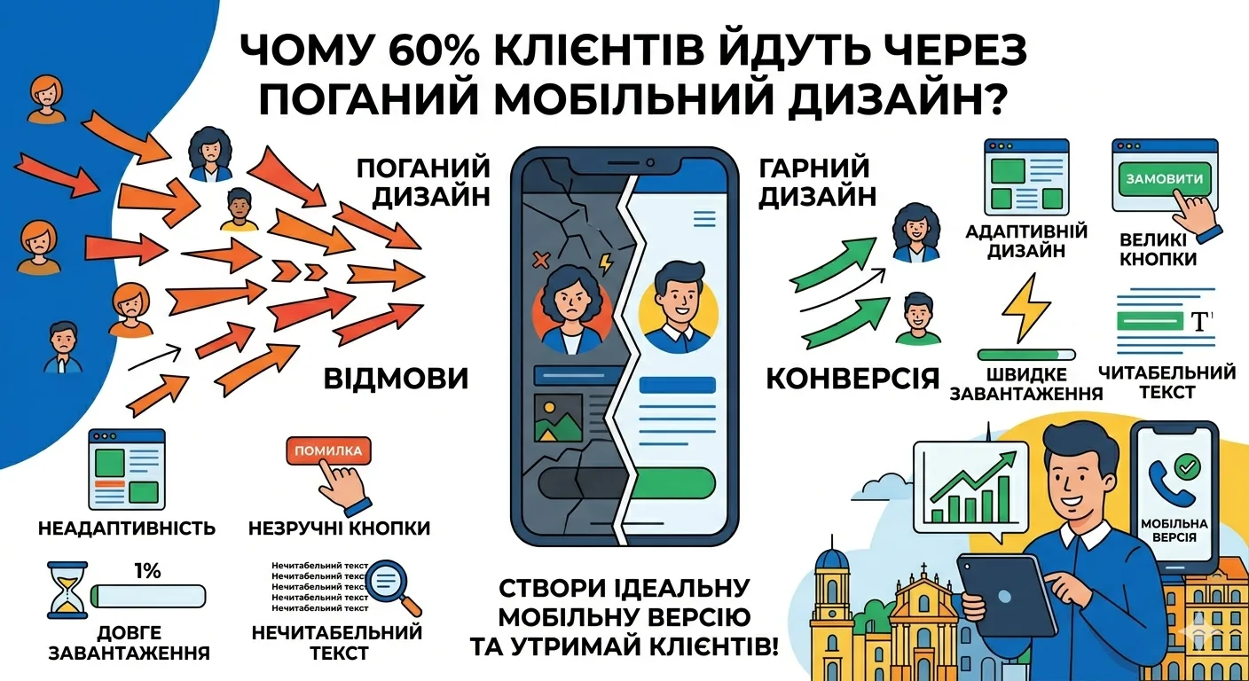 Мобільна версія сайту: чому 60% клієнтів йдуть через поганий дизайн на телефоні